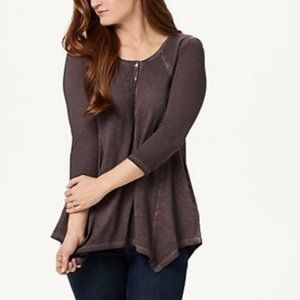 LOGO Distressed Cotton Slub Henley Top 2552